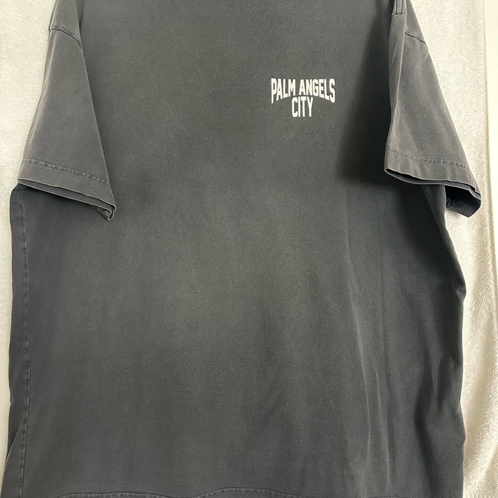 Palm Angels Charcoal Tee with White Logo